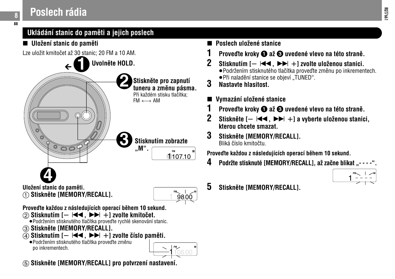 Poslech rádia | Panasonic SLSK574V User Manual | Page 88 / 112