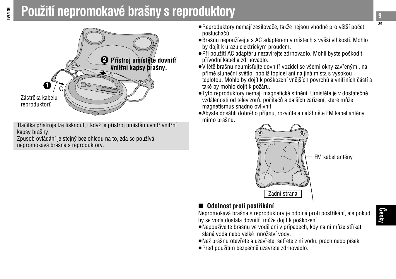 Pouƒití nepromokavé bra¢ny s reproduktory | Panasonic SLSK574V User Manual | Page 89 / 112