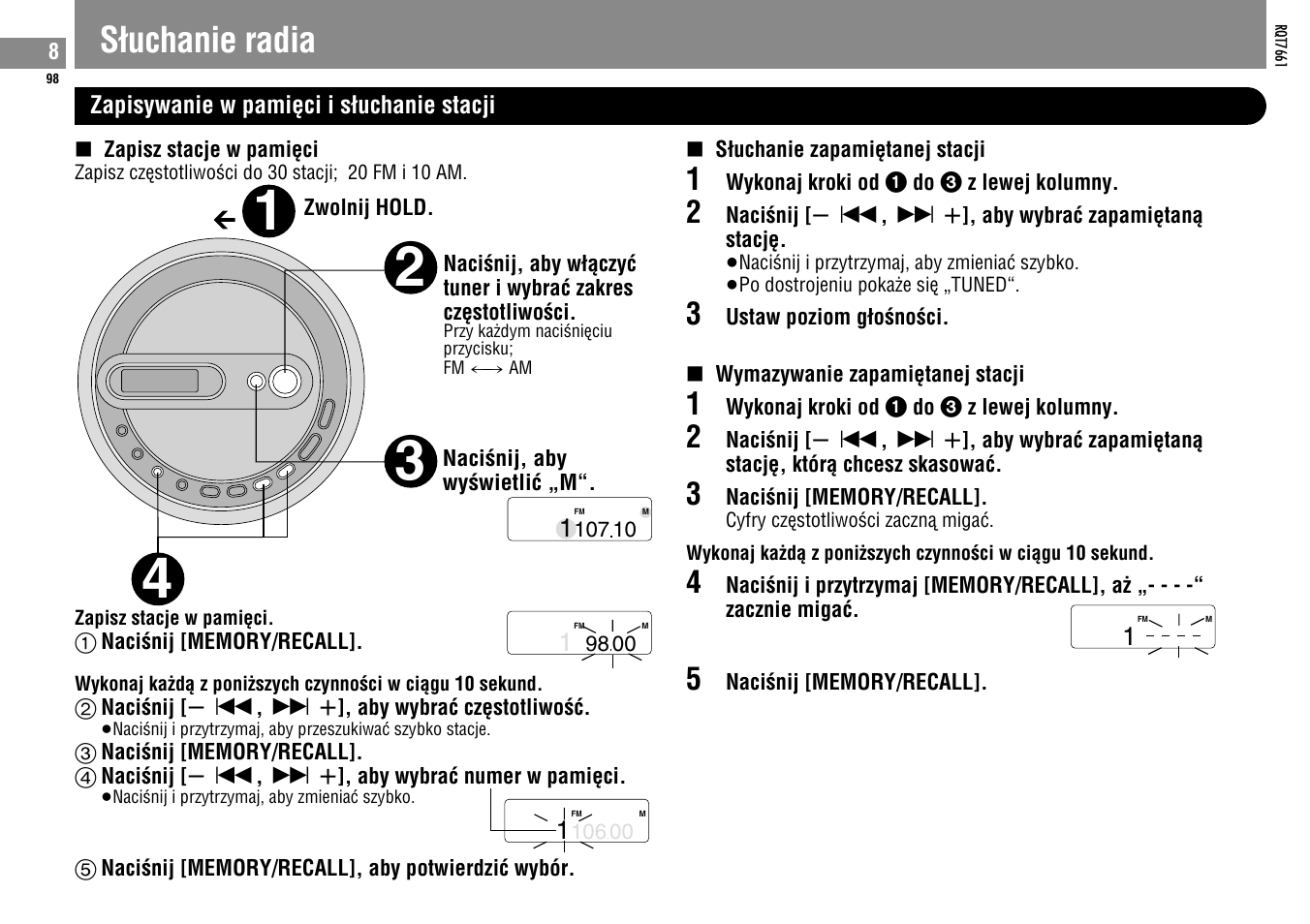 Sìuchanie radia | Panasonic SLSK574V User Manual | Page 98 / 112