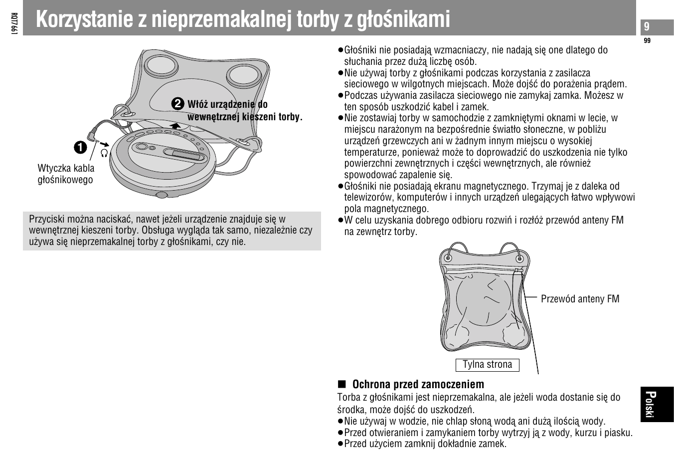 Korzystanie z nieprzemakalnej torby z gìoønikami | Panasonic SLSK574V User Manual | Page 99 / 112