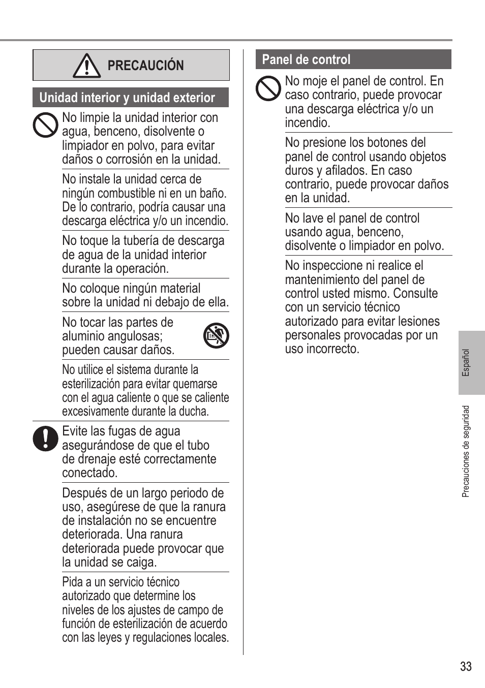 Panasonic WHUX09FE5 User Manual | Page 33 / 100