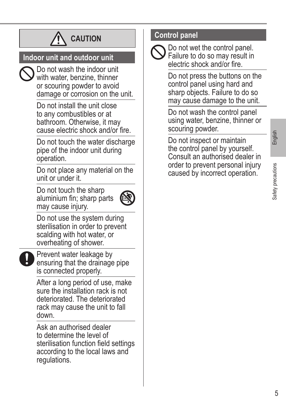 Panasonic WHUX09FE5 User Manual | Page 5 / 100