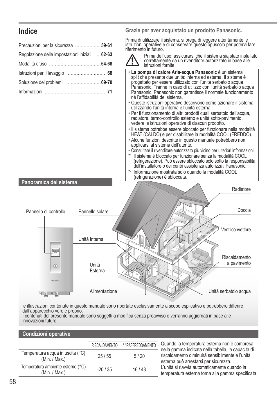 Indice | Panasonic WHUX09FE5 User Manual | Page 58 / 100