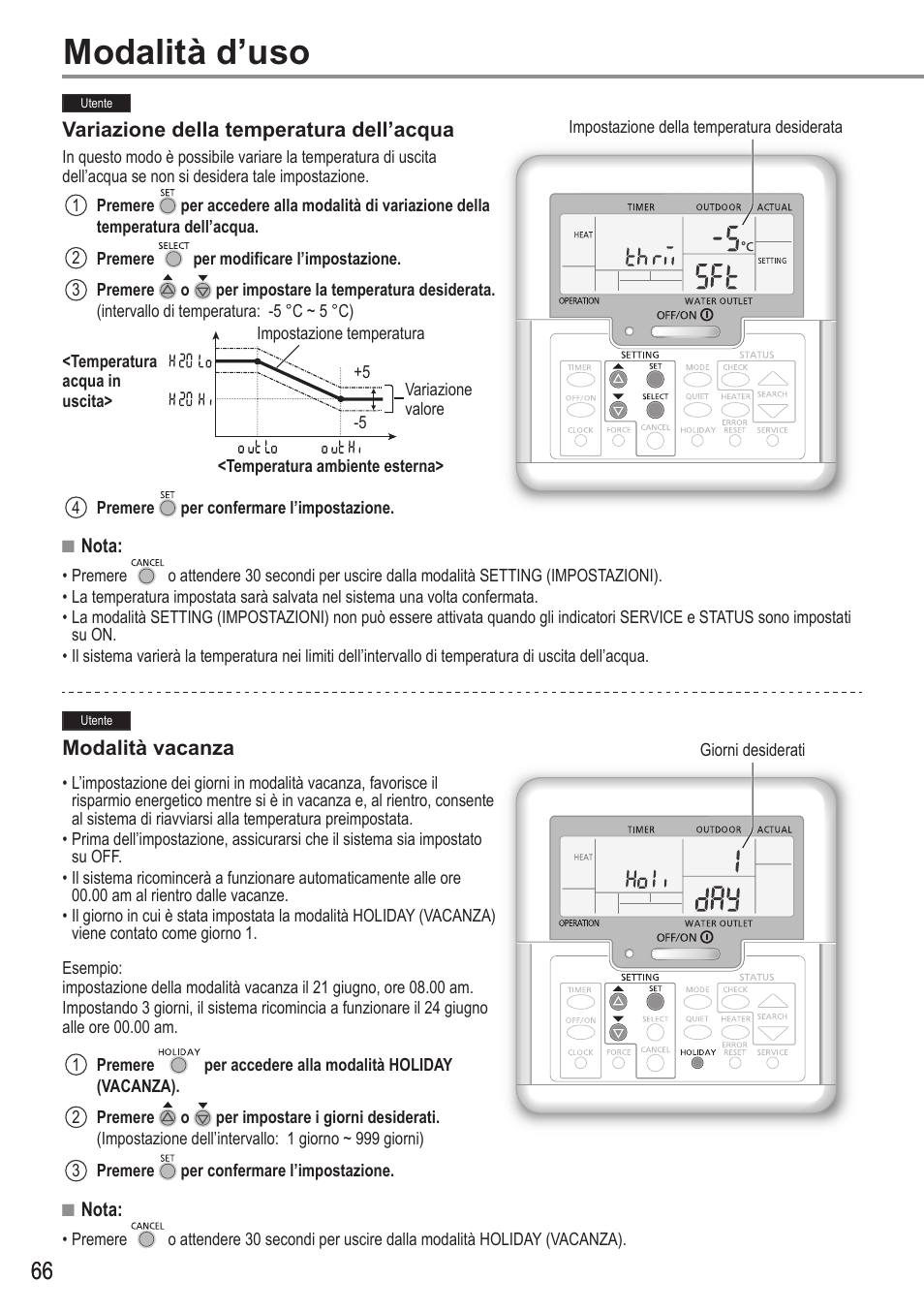 Modalità d’uso | Panasonic WHUX09FE5 User Manual | Page 66 / 100