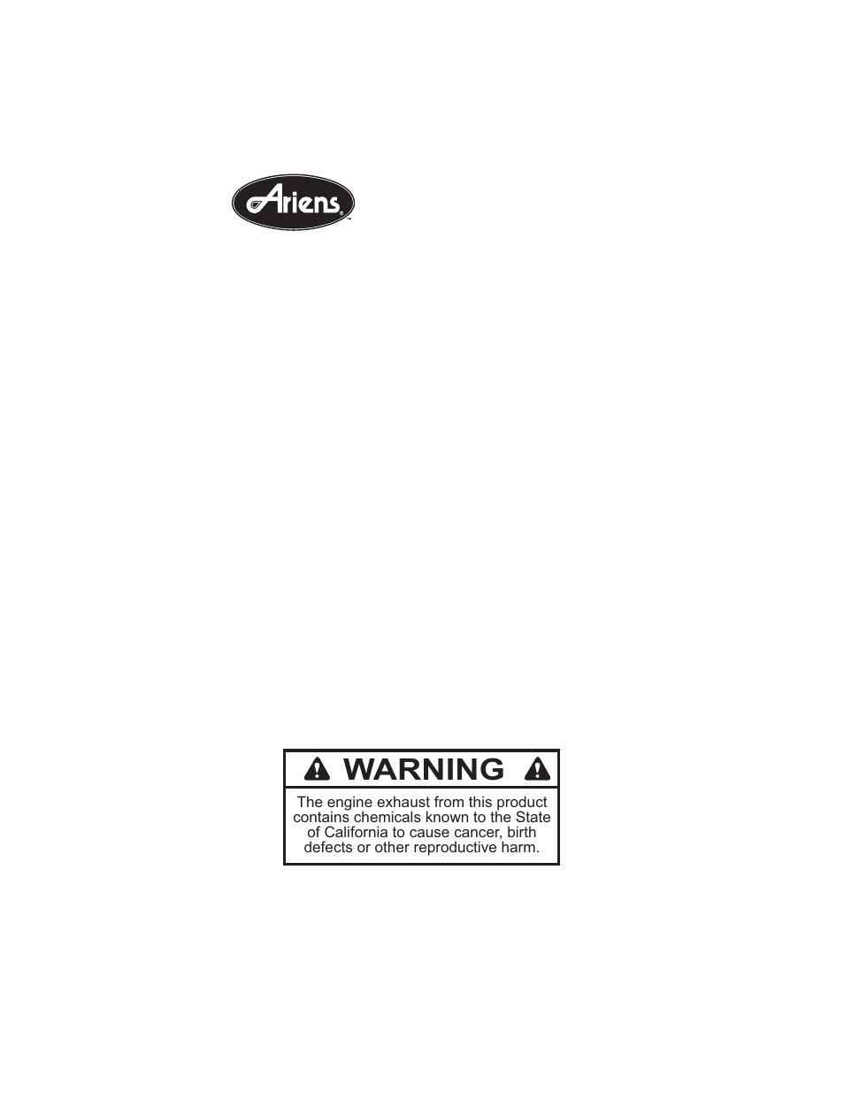 Warning | Ariens 991040 - Zoom 2660 HD User Manual | Page 34 / 34