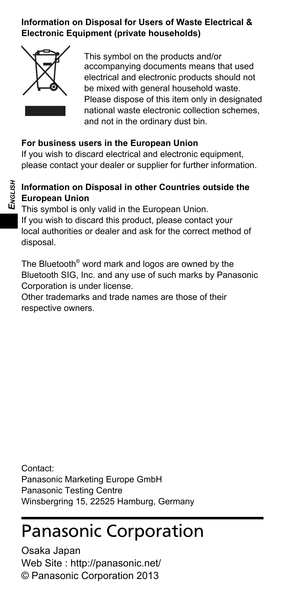 Panasonic corporation | Panasonic TYTP10E User Manual | Page 14 / 216