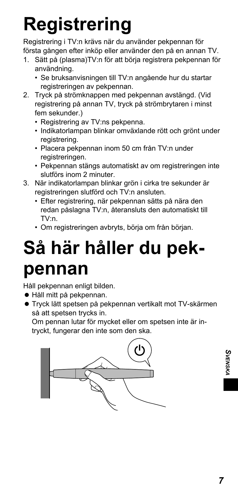 Registrering, Så här håller du pek- pennan | Panasonic TYTP10E User Manual | Page 143 / 216