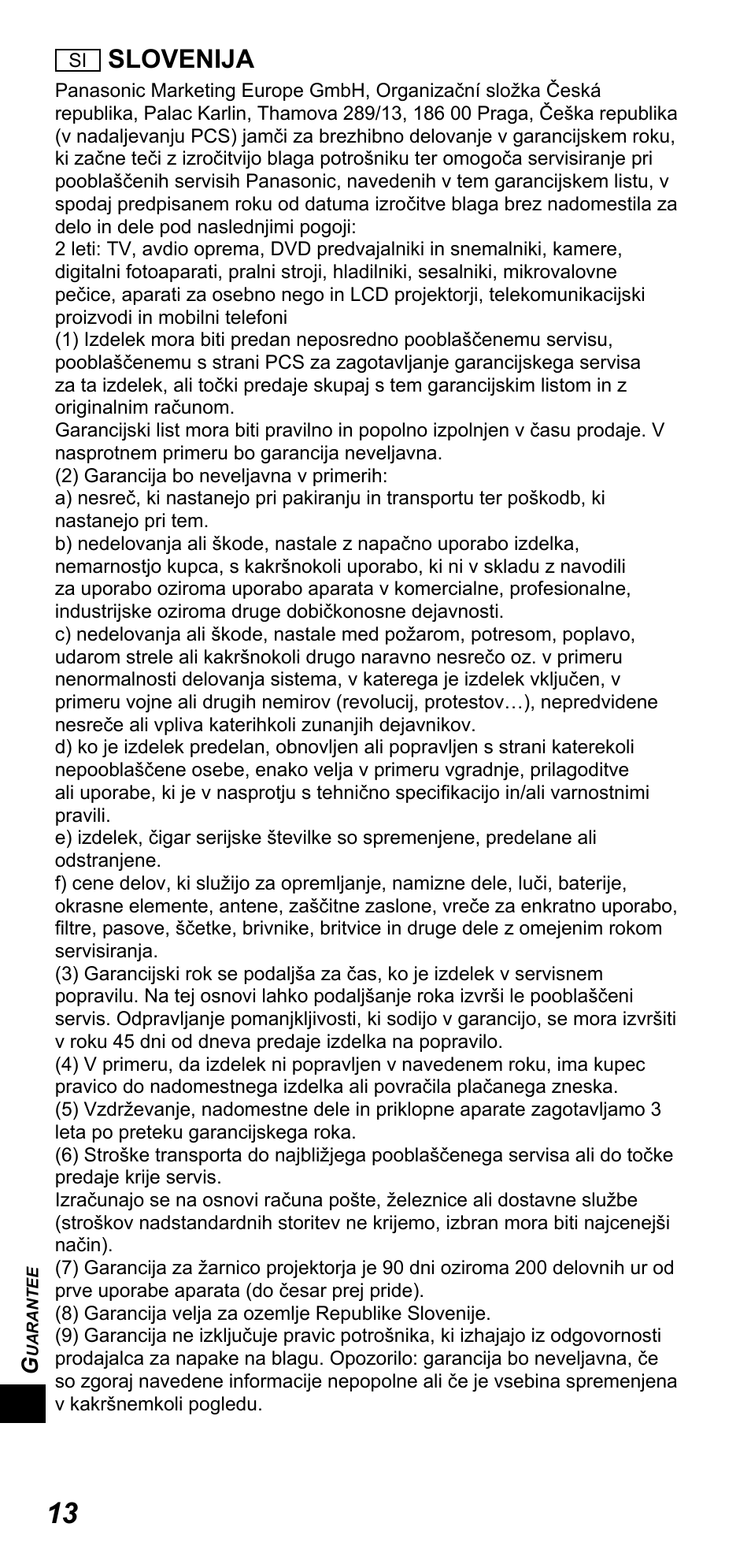 Slovenija | Panasonic TYTP10E User Manual | Page 188 / 216