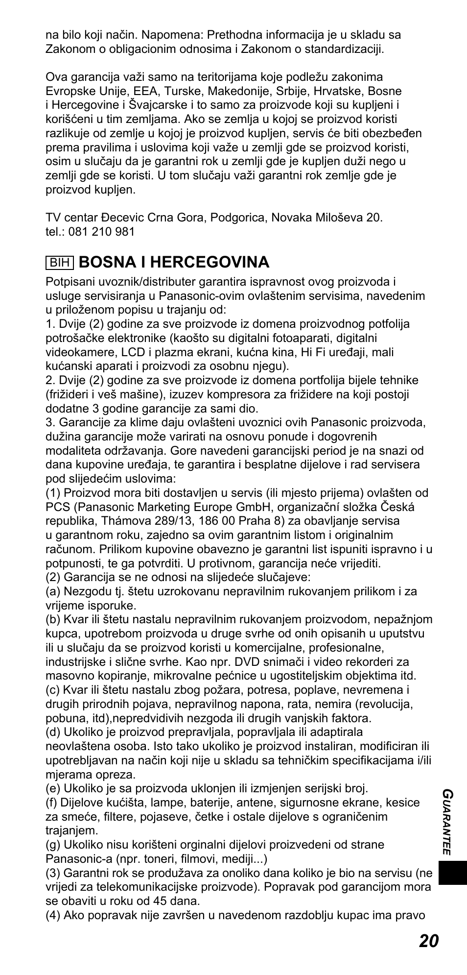 Bosna i hercegovina | Panasonic TYTP10E User Manual | Page 195 / 216
