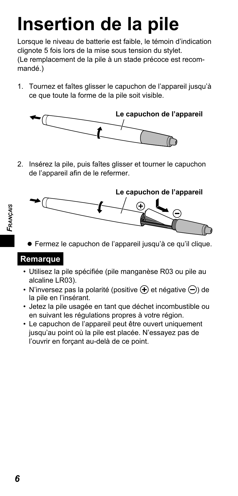 Insertion de la pile | Panasonic TYTP10E User Manual | Page 46 / 216