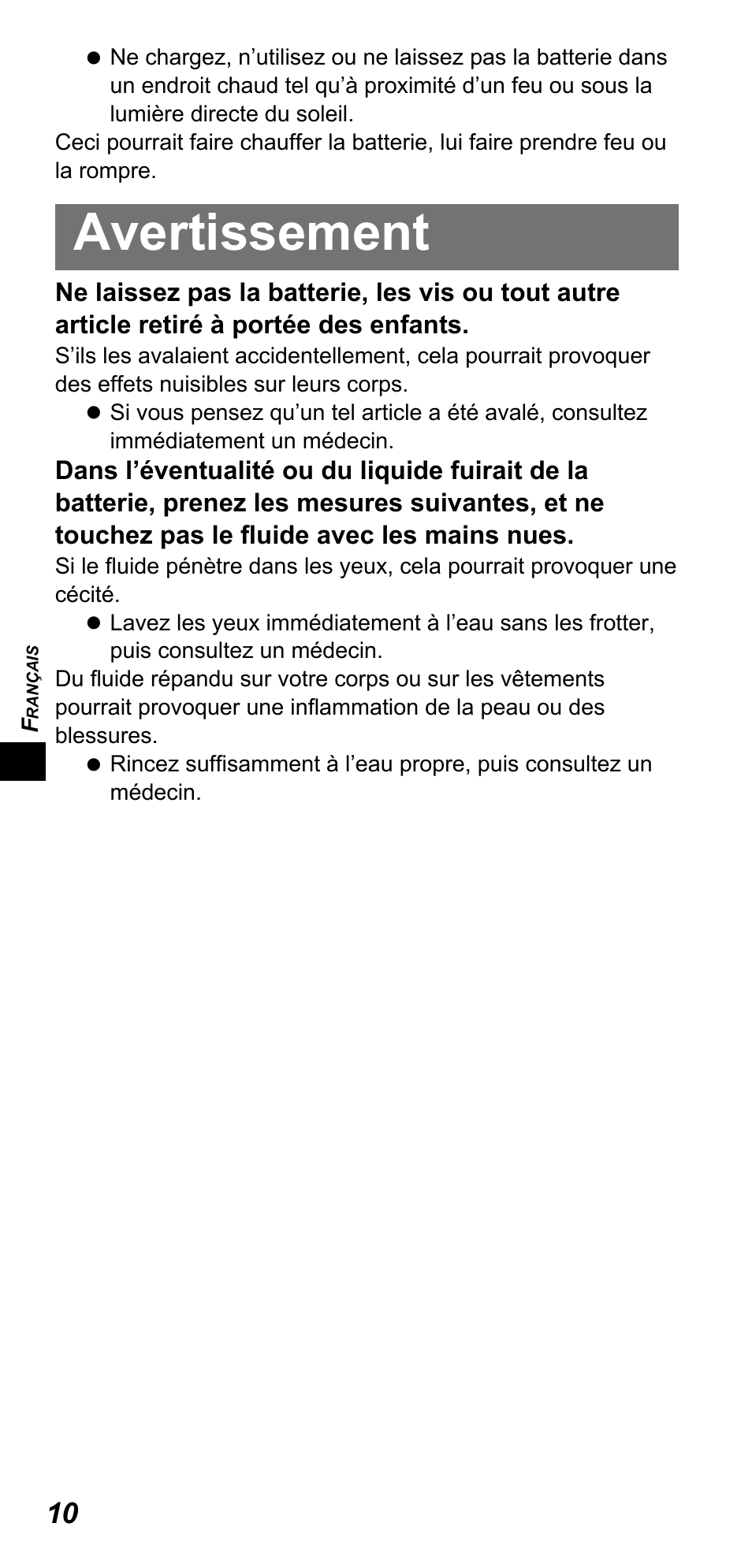 Avertissement | Panasonic TYTP10E User Manual | Page 50 / 216