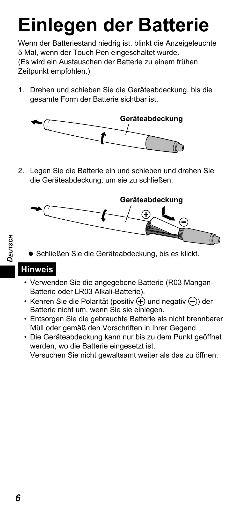 Einlegen der batterie | Panasonic TYTP10E User Manual | Page 60 / 216