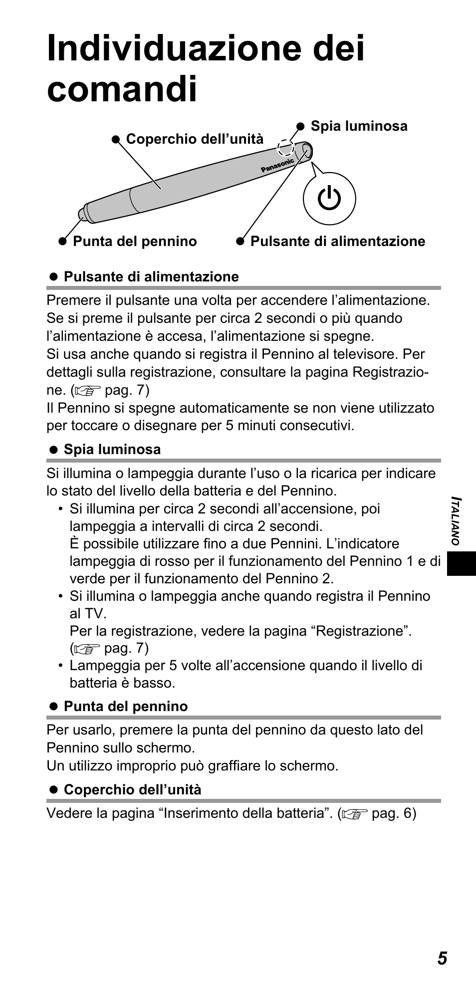 Individuazione dei comandi | Panasonic TYTP10E User Manual | Page 73 / 216
