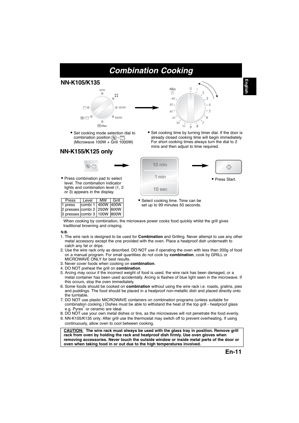 Combination cooking, En-11 | Panasonic NNK105WBWPG User Manual | Page 13 / 62