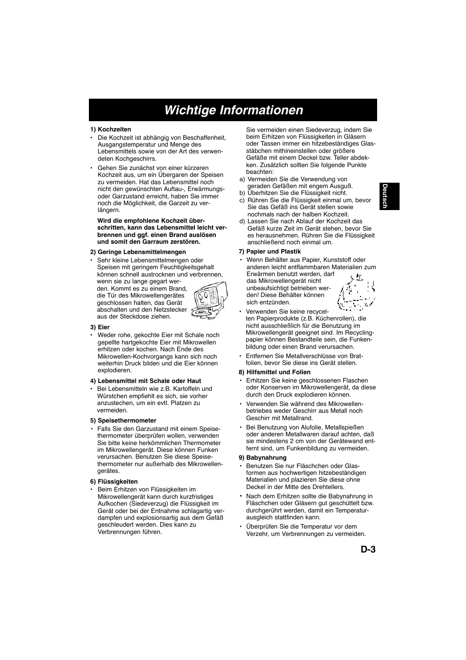 Wichtige informationen | Panasonic NNK105WBWPG User Manual | Page 20 / 62