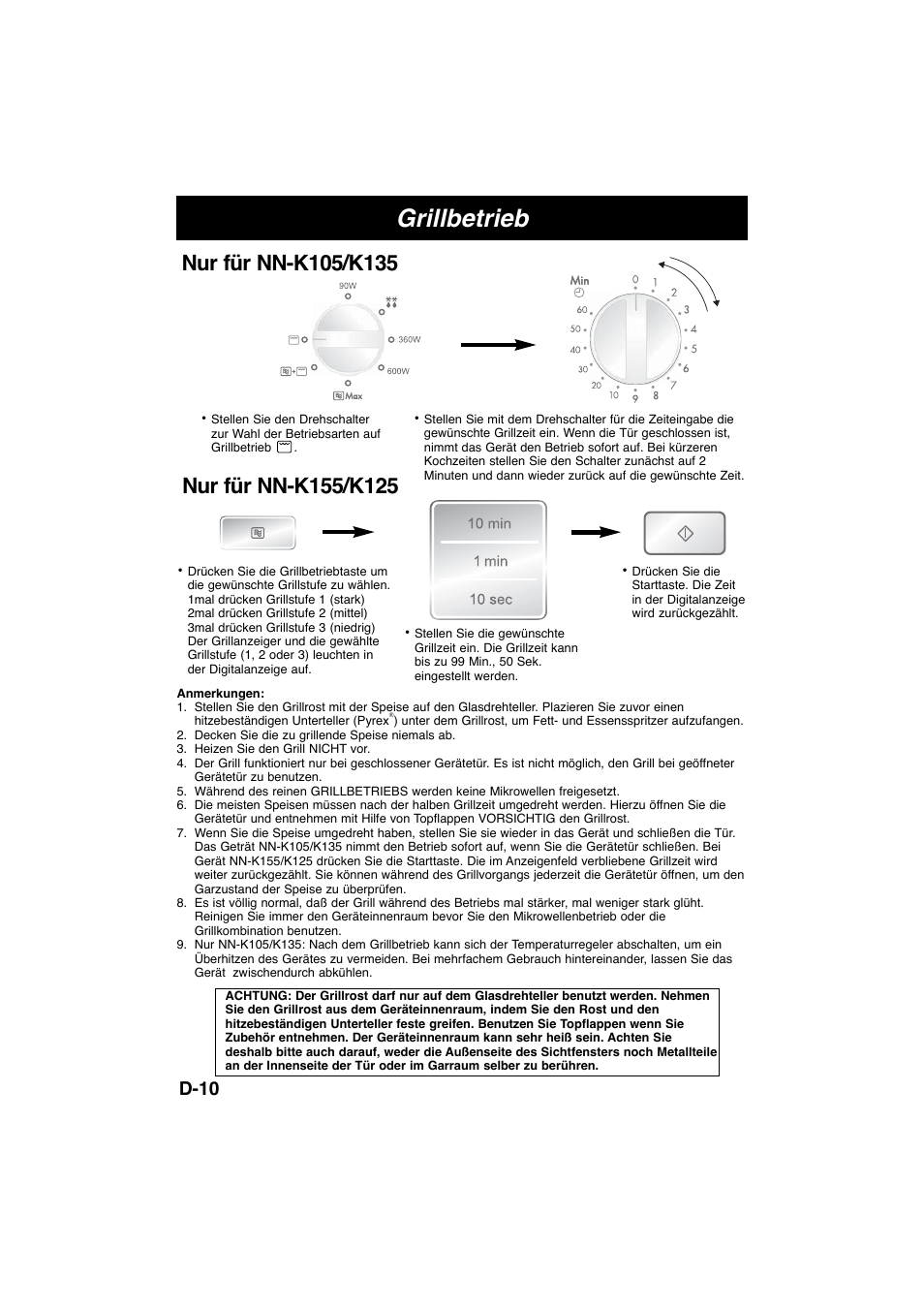 Grillbetrieb, D-10 | Panasonic NNK105WBWPG User Manual | Page 27 / 62