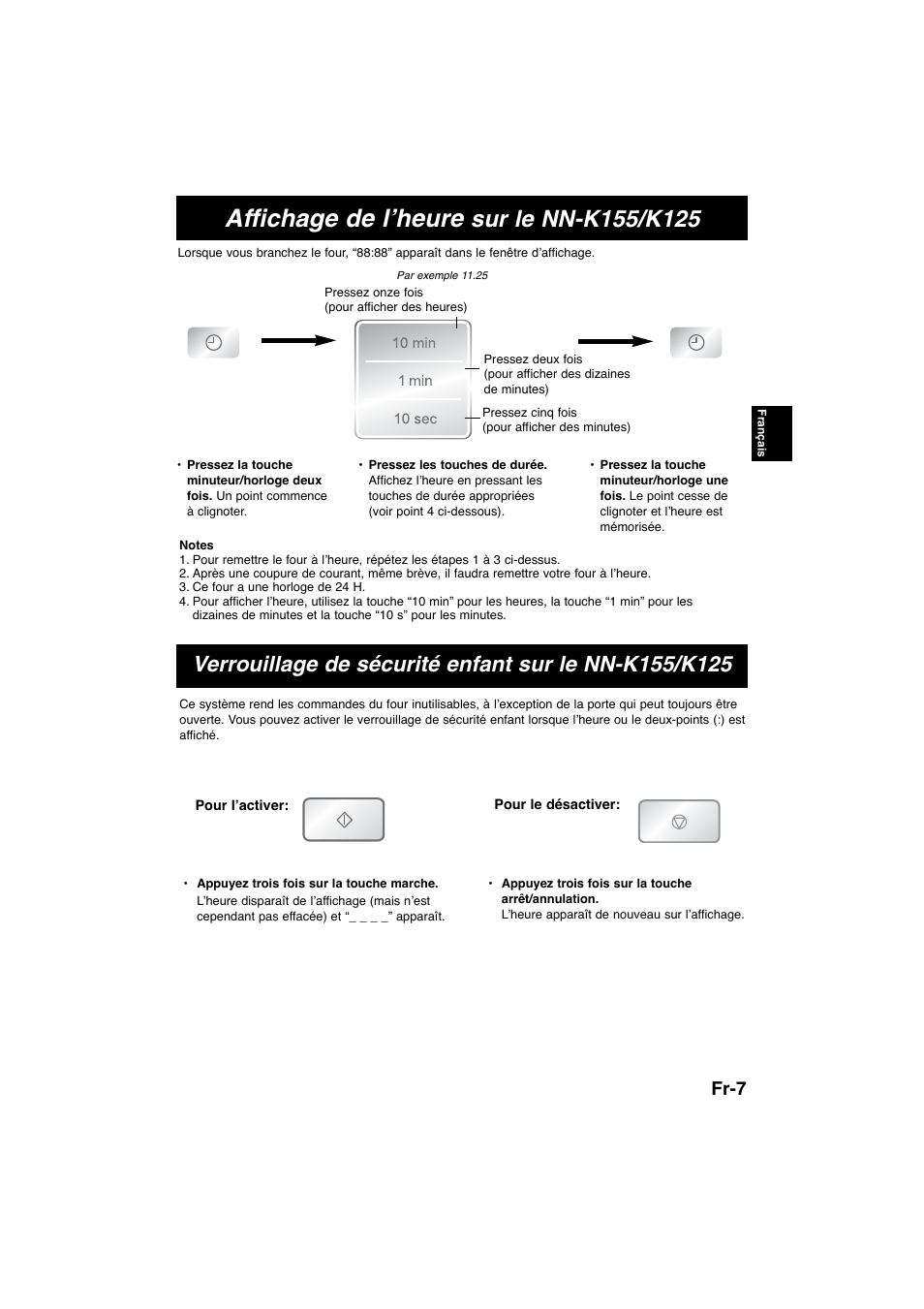 Affichage de l’heure, Fr-7 | Panasonic NNK105WBWPG User Manual | Page 39 / 62