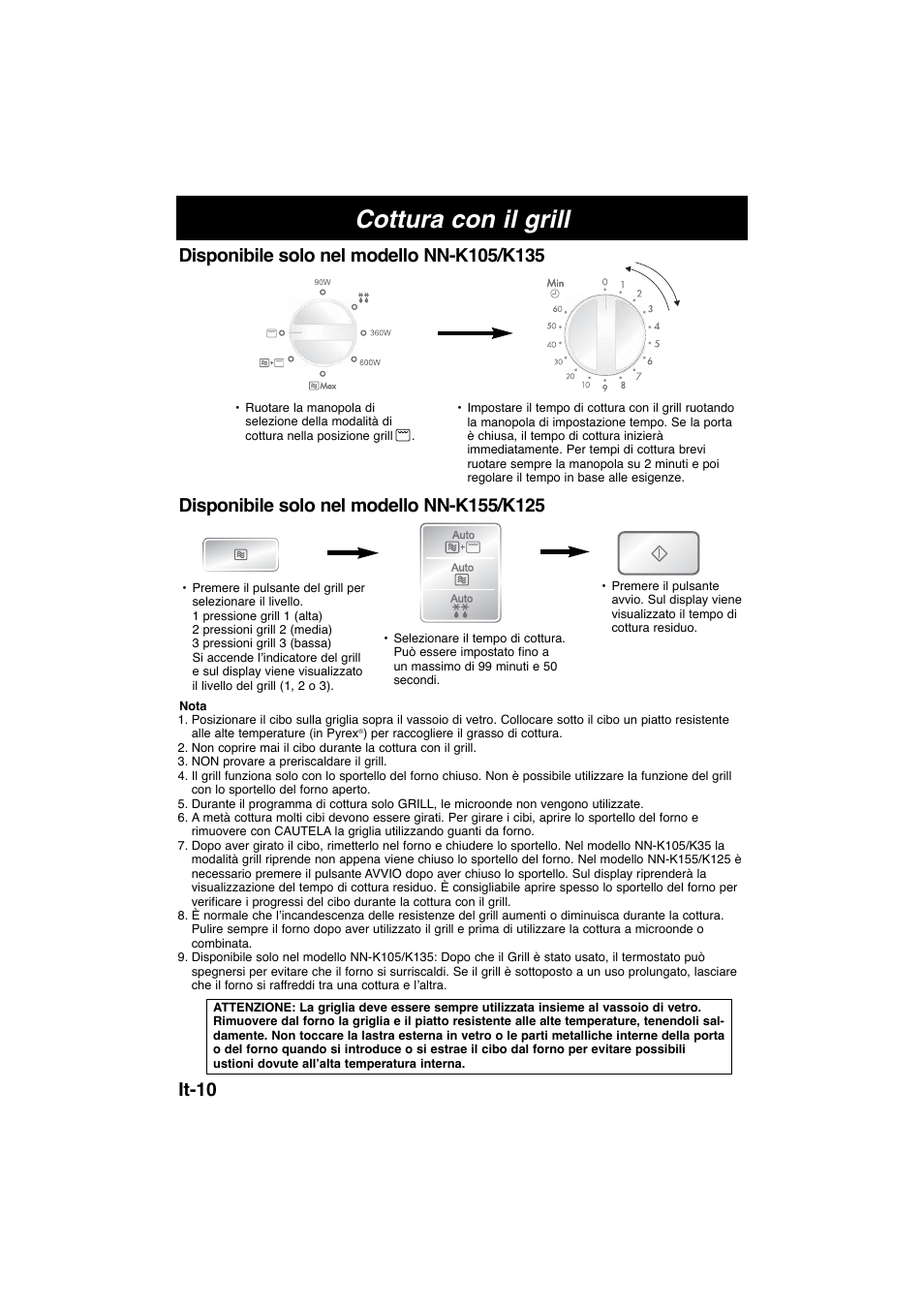 Cottura con il grill, It-10 | Panasonic NNK105WBWPG User Manual | Page 57 / 62