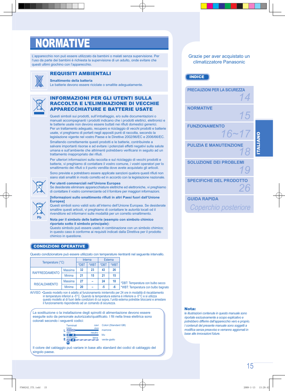 Normative, Coperchio posteriore | Panasonic CUUW9GKE User Manual | Page 15 / 28