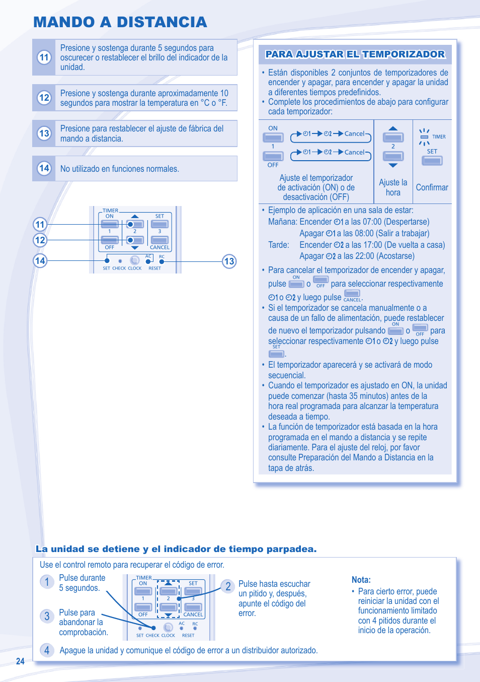 Mando a distancia | Panasonic CUE15MKE3 User Manual | Page 24 / 52