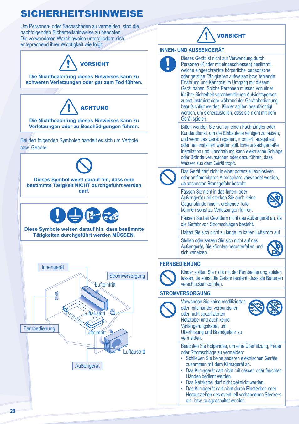 Sicherheitshinweise | Panasonic CUE15MKE3 User Manual | Page 28 / 52