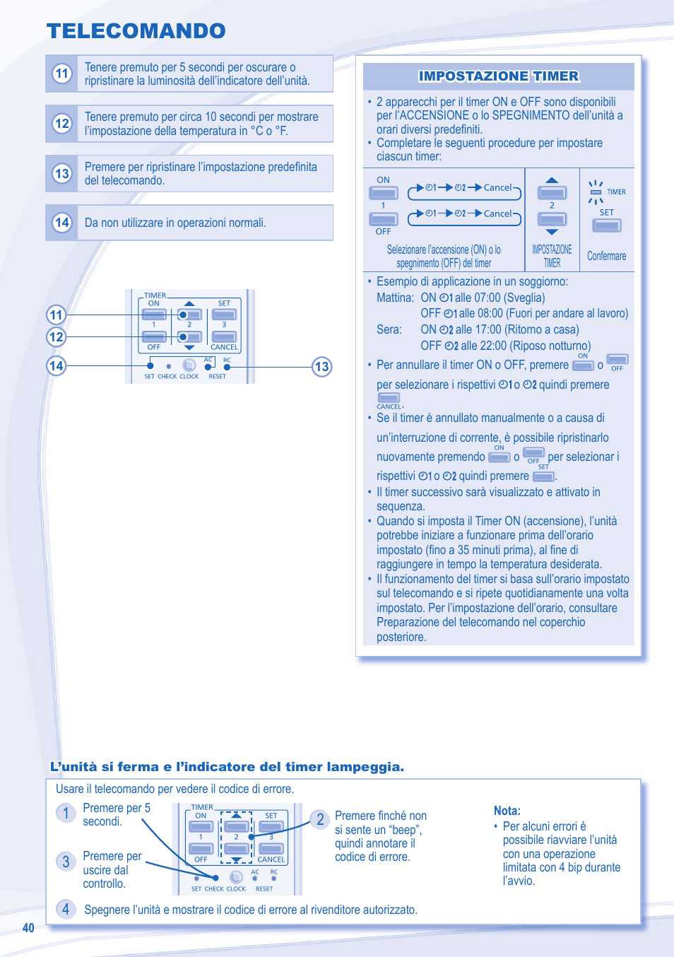 Telecomando | Panasonic CUE15MKE3 User Manual | Page 40 / 52