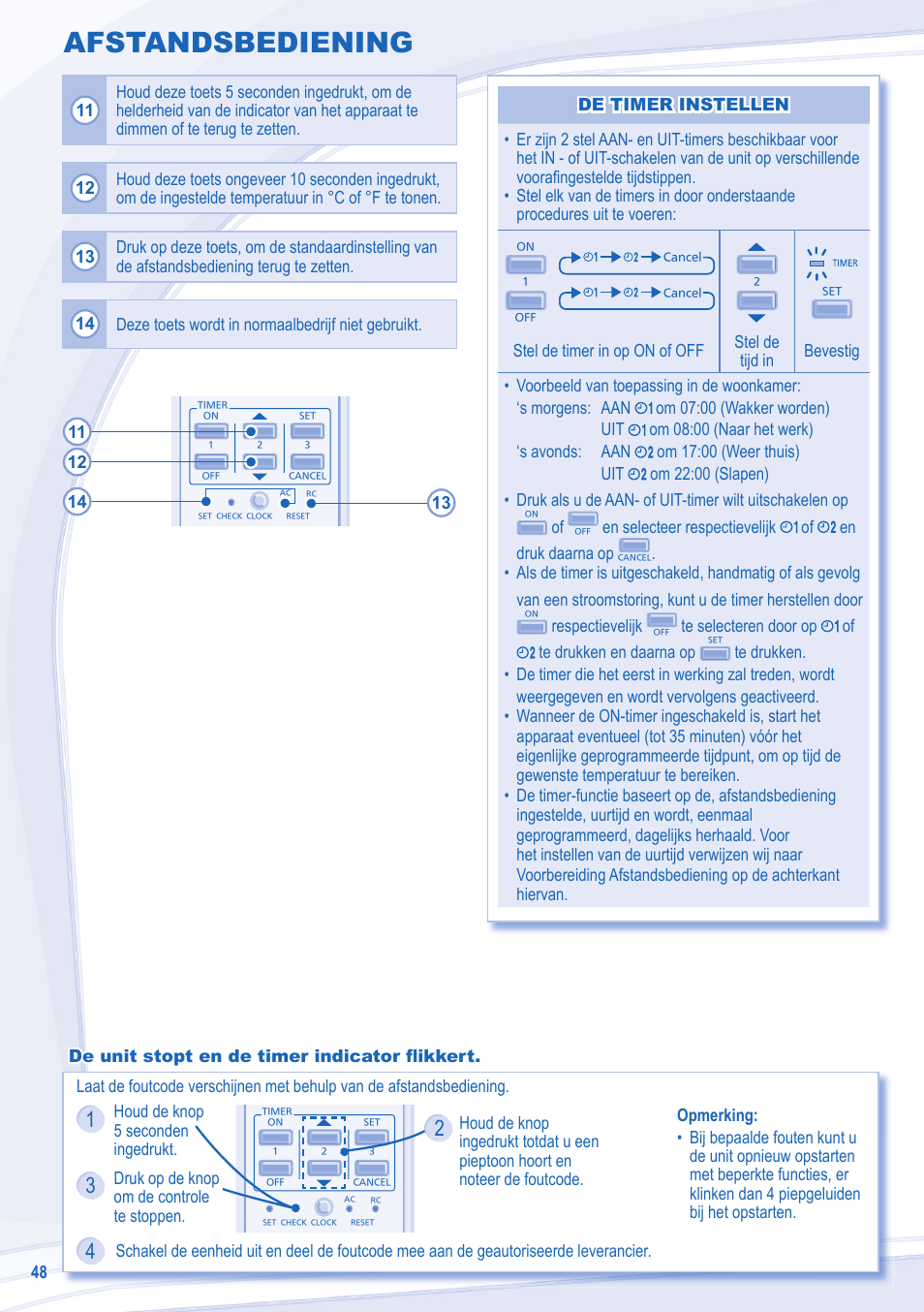 Afstandsbediening | Panasonic CUE15MKE3 User Manual | Page 48 / 52