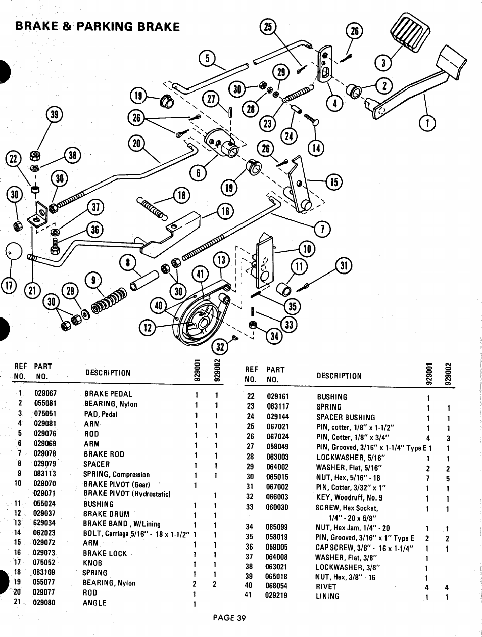 Brake & parking brake | Ariens 929000 User Manual | Page 39 / 84