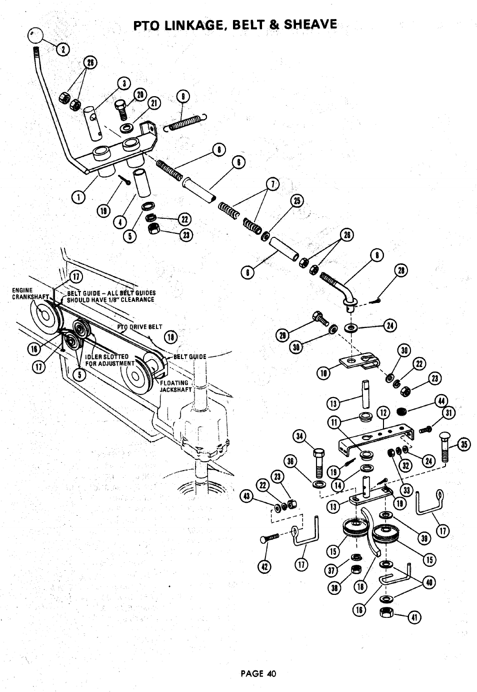 Pto linkage, belt & sheave | Ariens 929000 User Manual | Page 40 / 84