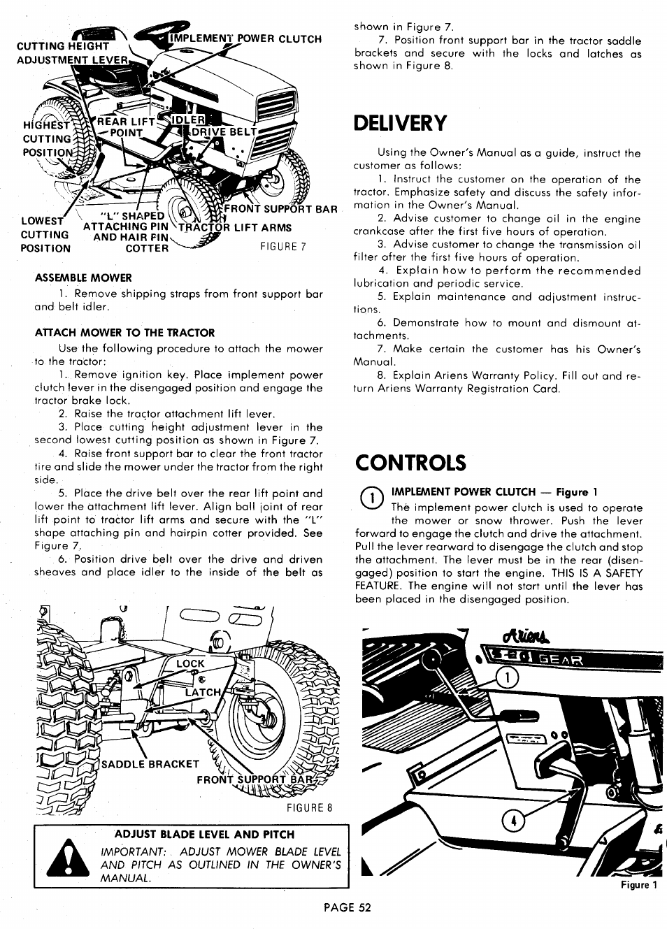 Delivery, Controls | Ariens 929000 User Manual | Page 52 / 84