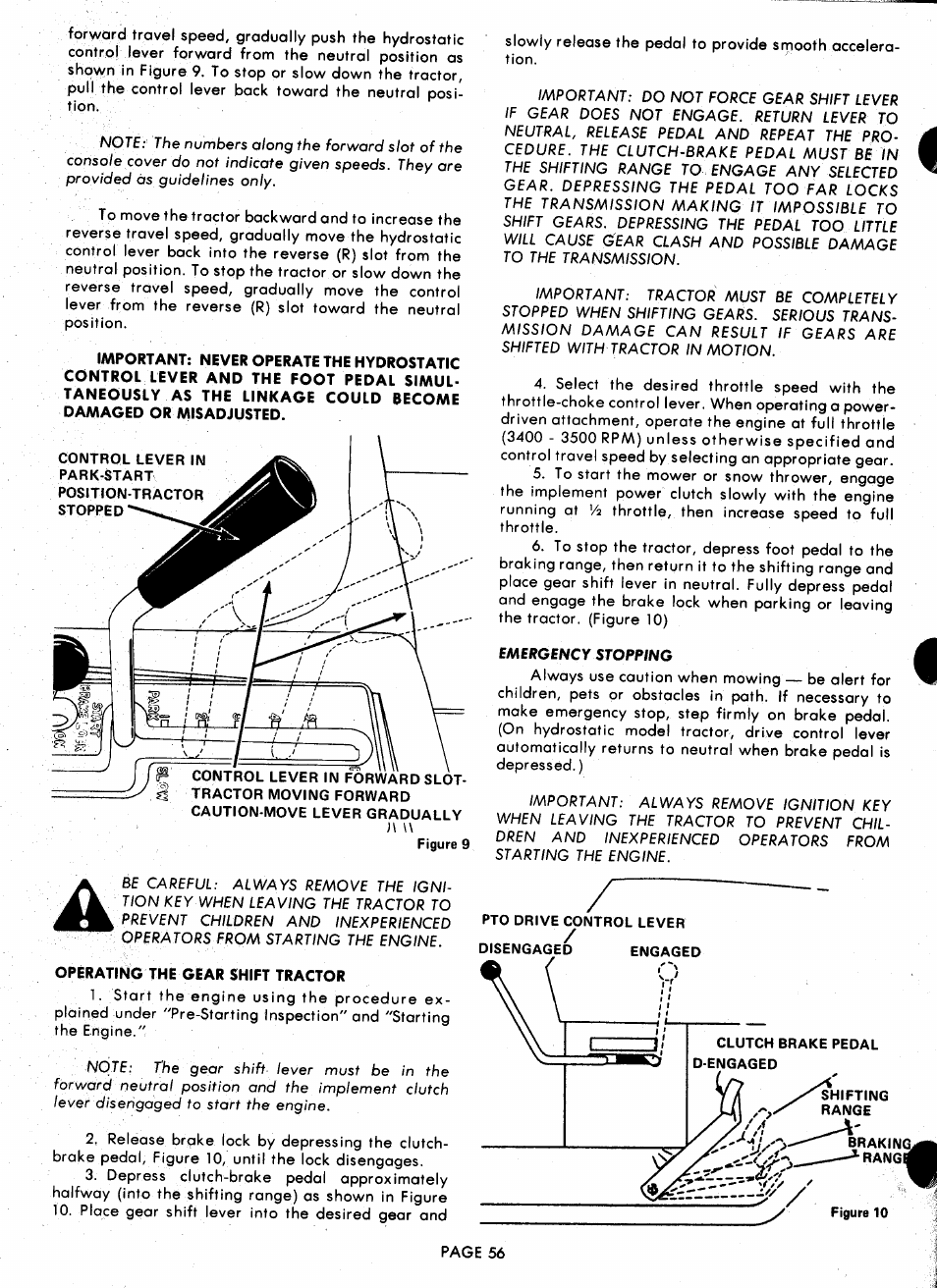 Operating the gear shift tractor | Ariens 929000 User Manual | Page 56 / 84