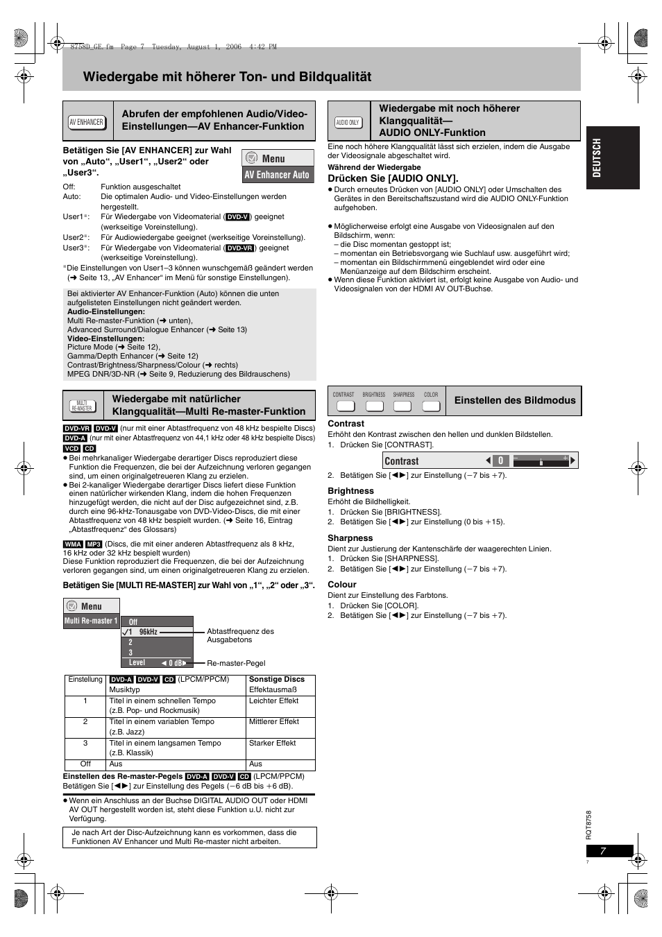 Wiedergabe mit höherer ton- und bildqualität | Panasonic DVDS99 User Manual | Page 7 / 116