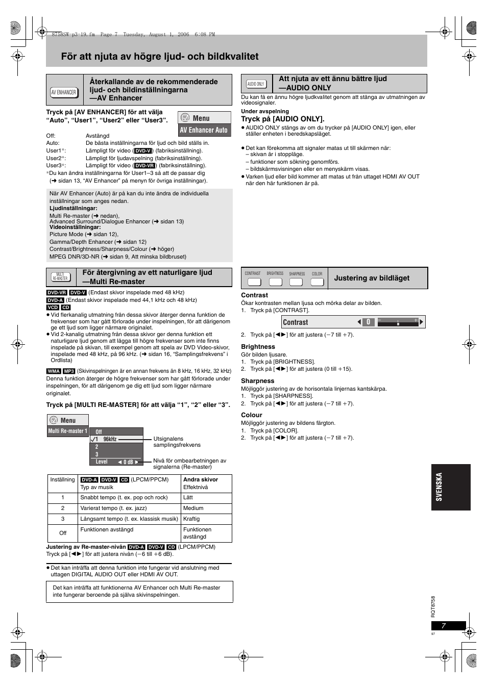 För att njuta av högre ljud- och bildkvalitet | Panasonic DVDS99 User Manual | Page 97 / 116