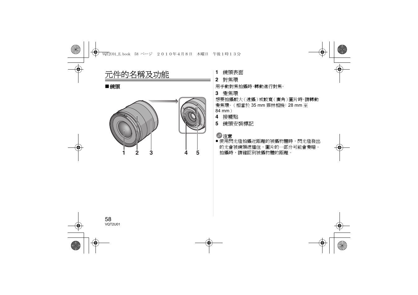 元件的名稱及功能 | Panasonic HFS014042E User Manual | Page 58 / 72