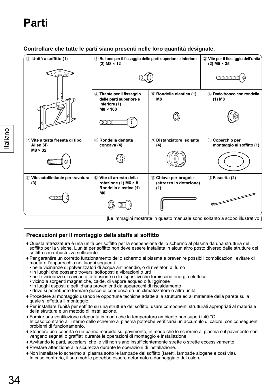 Parti, Italiano | Panasonic TYCE42PS20 User Manual | Page 34 / 98