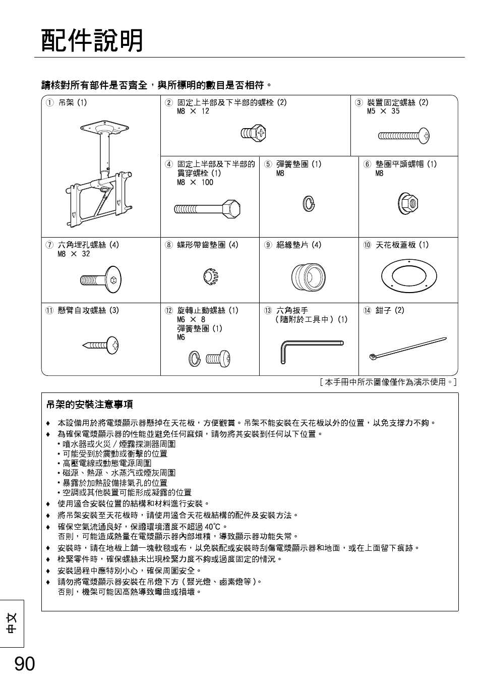 配件說明 | Panasonic TYCE42PS20 User Manual | Page 90 / 98