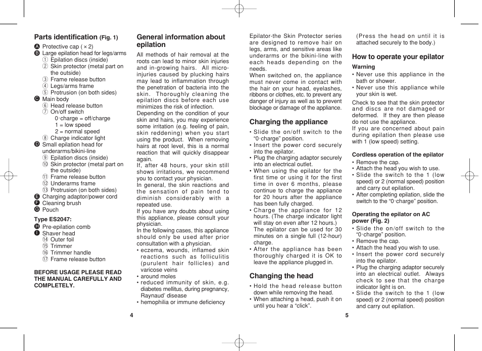 Panasonic ES2044 User Manual | Page 3 / 26