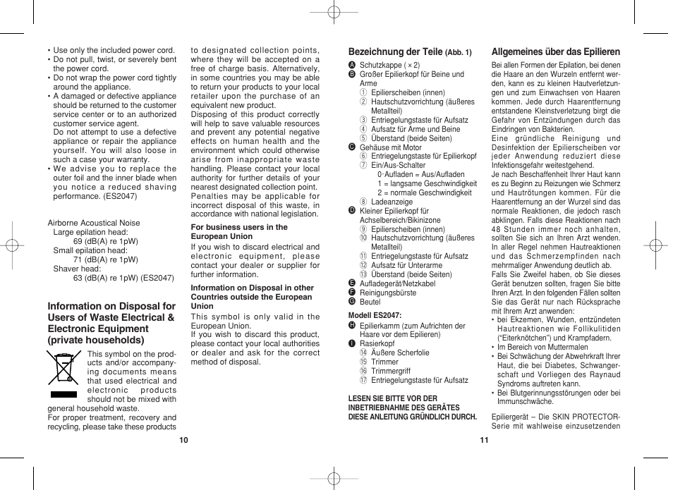 Panasonic ES2044 User Manual | Page 6 / 26