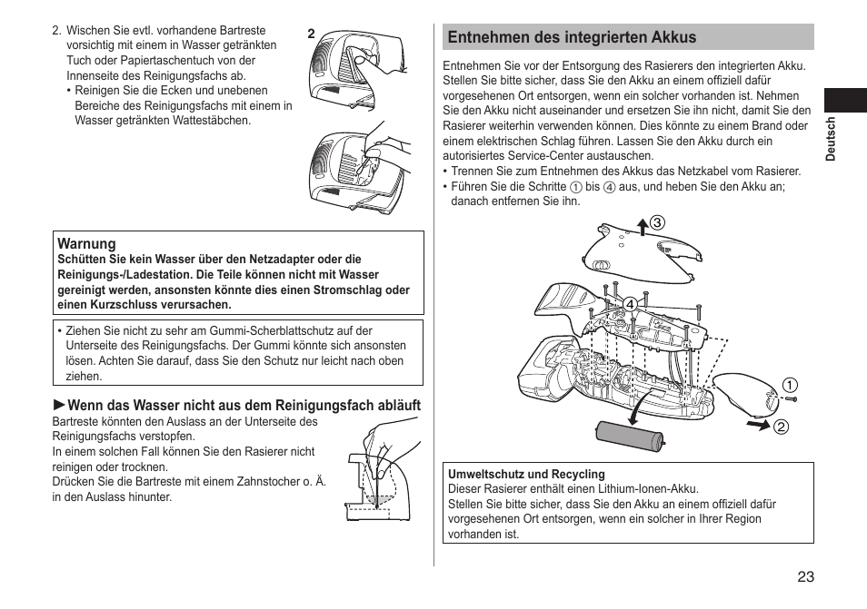 Entnehmen des integrierten akkus | Panasonic ESLT71 User Manual | Page 23 / 196