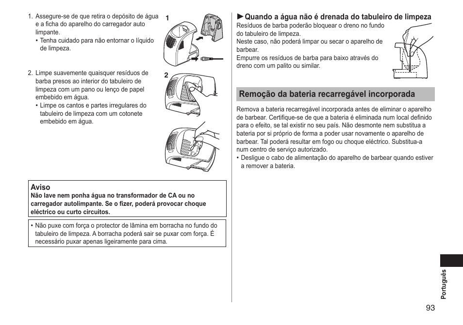 Remoção da bateria recarregável incorporada | Panasonic ESLT71 User Manual | Page 93 / 196