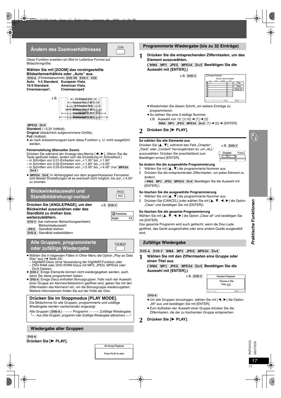 Ändern des zoomverhältnisses, Seite 17) | Panasonic SCPTX50 User Manual | Page 17 / 116