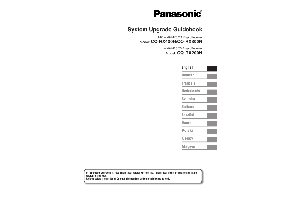 Panasonic CQRX300N User Manual | 155 pages