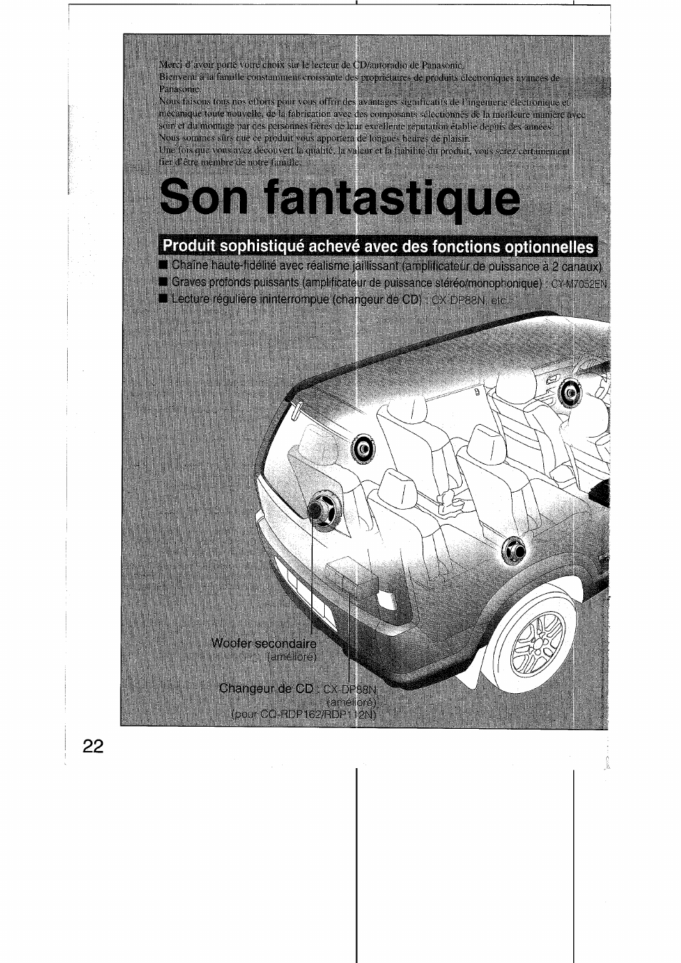 Son fantastique | Panasonic CQRDP162N User Manual | Page 22 / 84