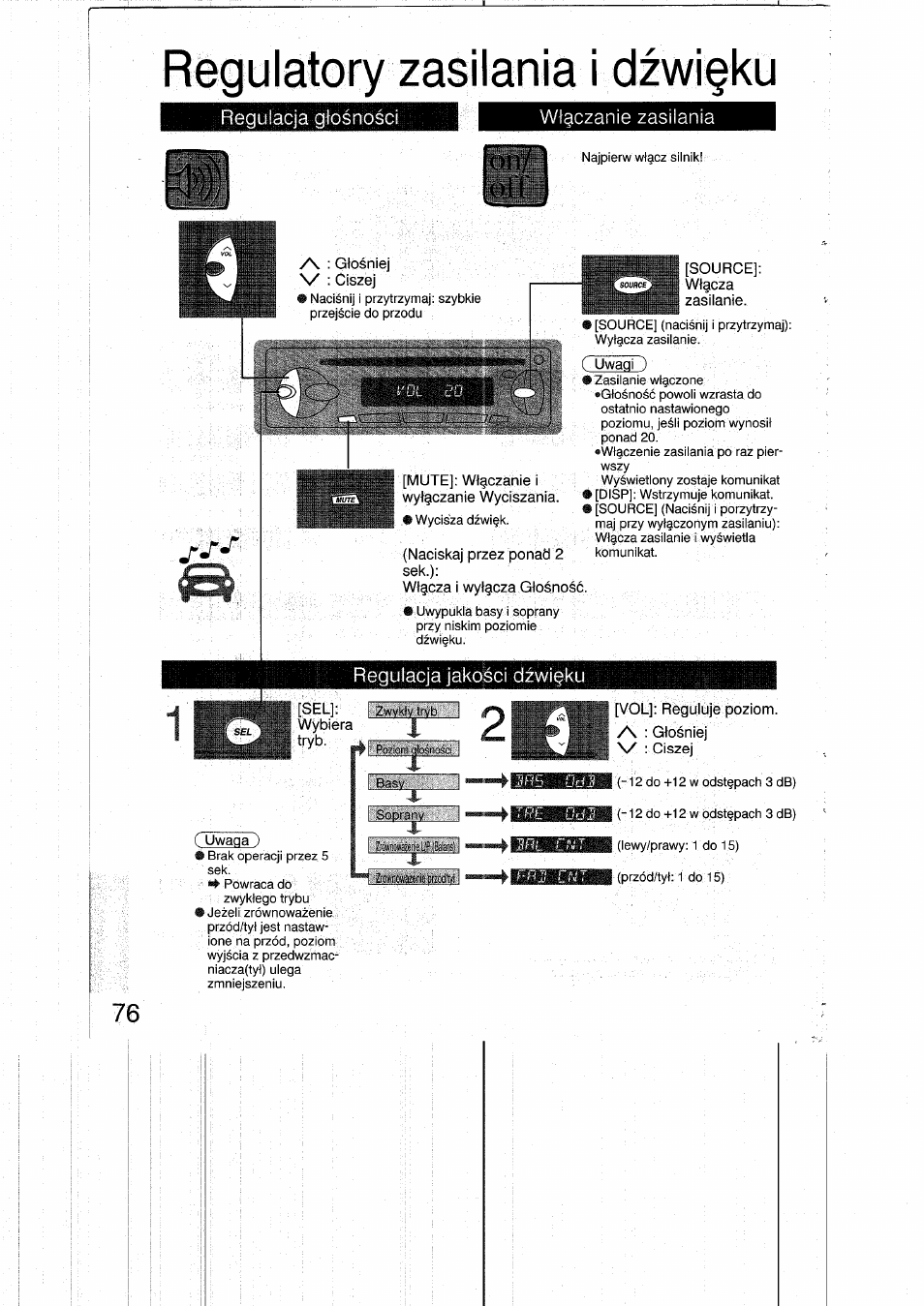 Regulacja jakoisci dzwi§ku, Egulacja glosnosci | Panasonic CQRDP162N User Manual | Page 76 / 84