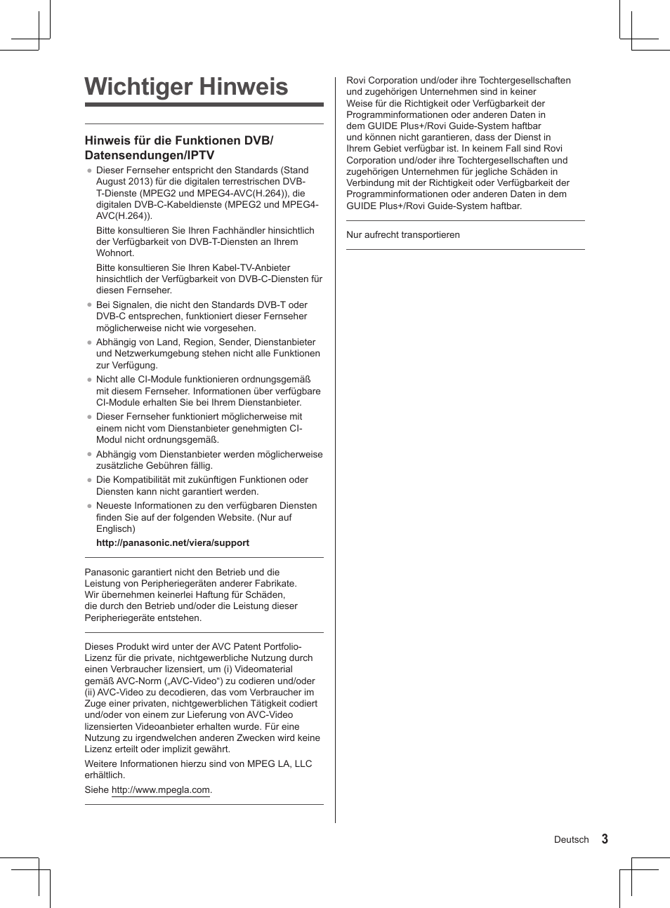 Wichtiger hinweis | Panasonic TX32AS520E User Manual | Page 105 / 224