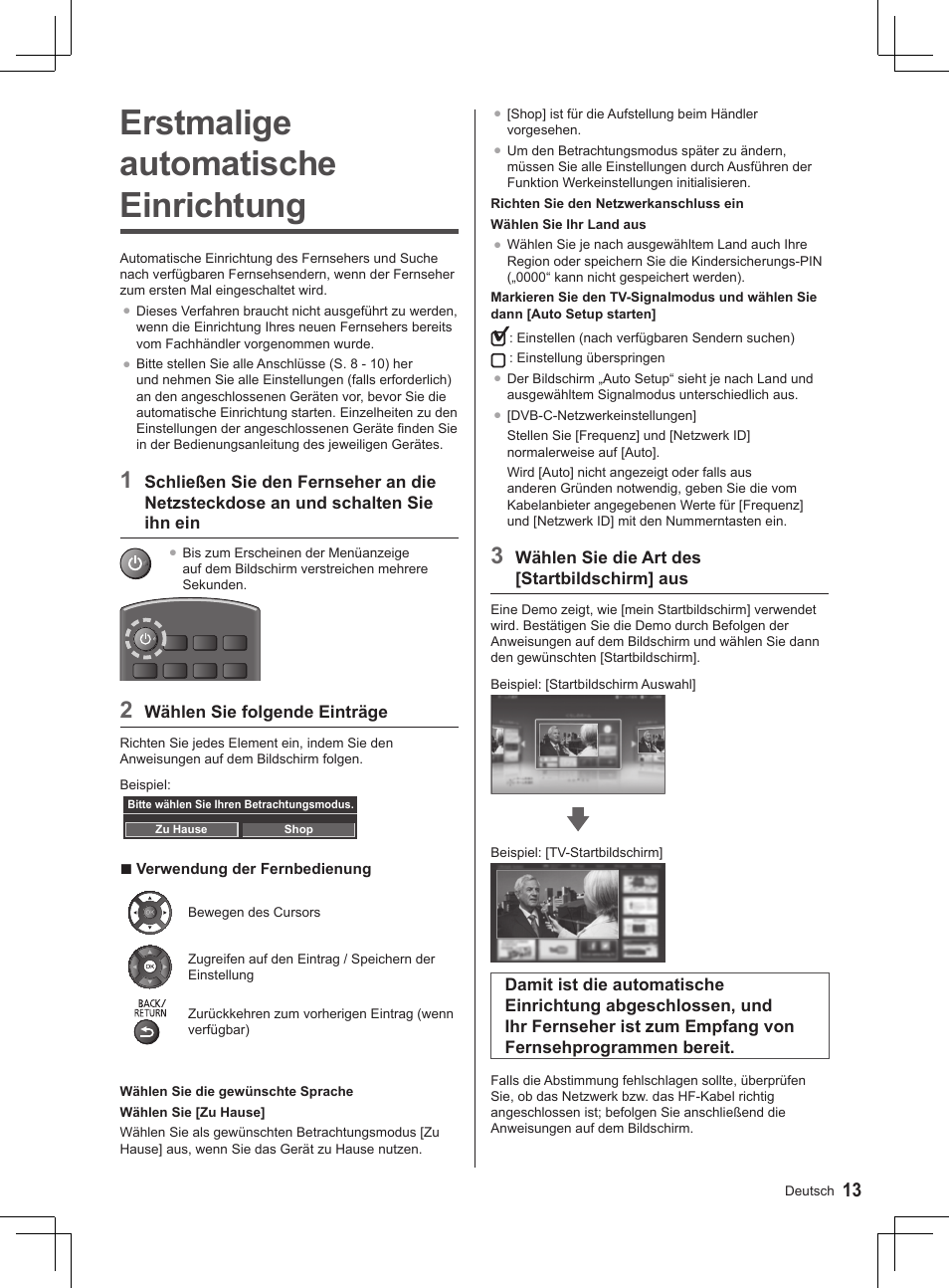 Erstmalige automatische einrichtung | Panasonic TX32AS520E User Manual | Page 115 / 224