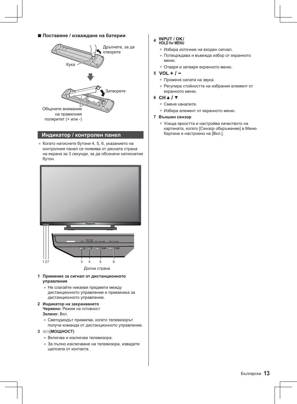 Индикатор / контролен панел | Panasonic TX32AS520E User Manual | Page 13 / 224