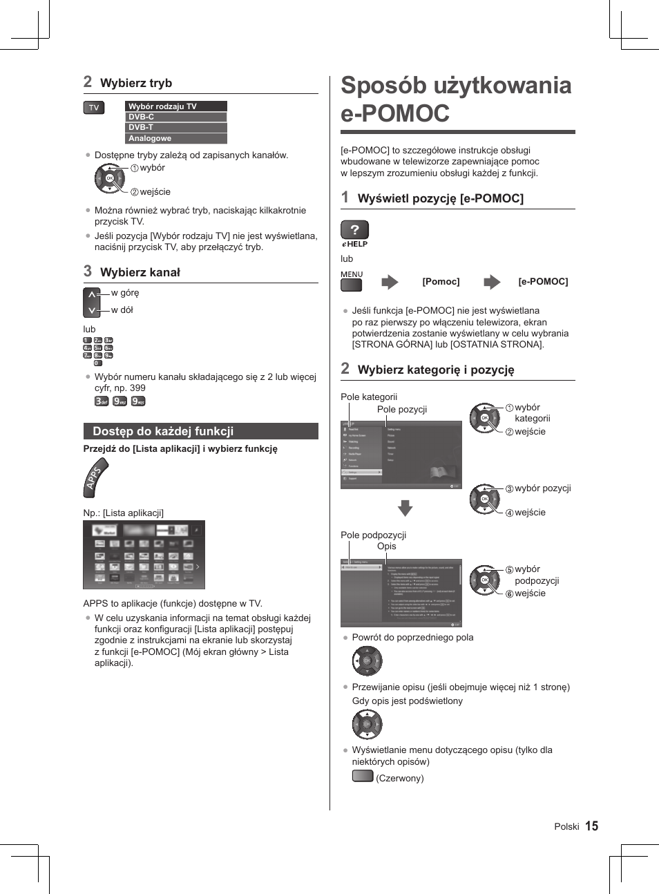 Sposób użytkowania e-pomoc | Panasonic TX32AS520E User Manual | Page 177 / 224