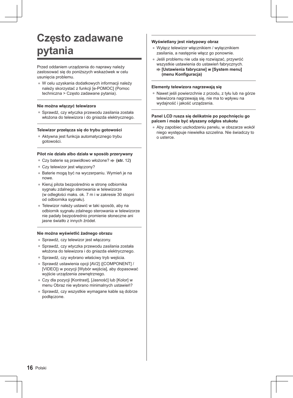Często zadawane pytania | Panasonic TX32AS520E User Manual | Page 178 / 224