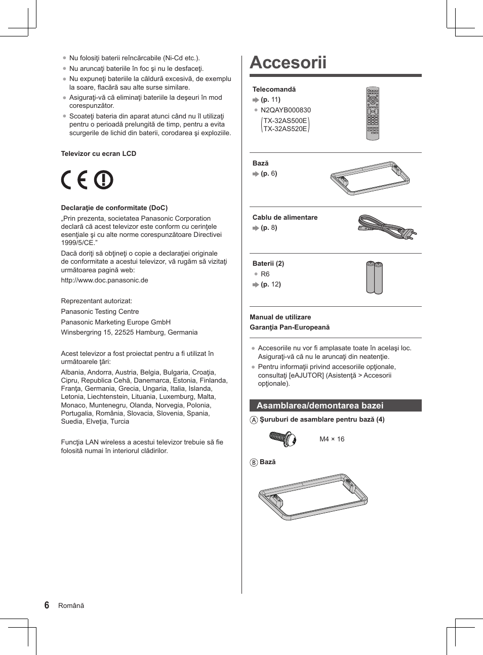 Accesorii | Panasonic TX32AS520E User Manual | Page 188 / 224